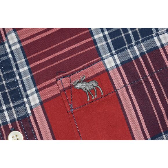 Abercrombie & Fitch Dress Shirt Mens Size 2XL Muscle Fit Red Blue Plaid - Picture 4 of 6